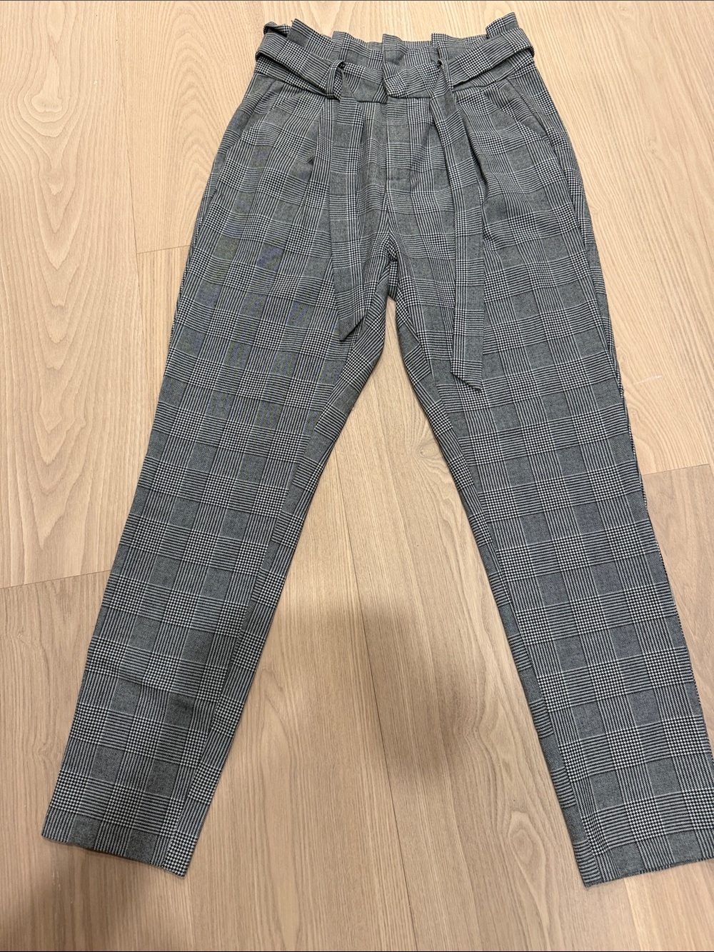 Vero Moda Gray Plaid Paperbag Waist Trousers